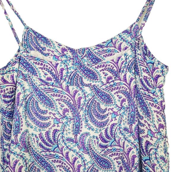 J. Crew Dress M Purple Blue Paisley Tiered Sleeveless A-Line Maxi Sundress - Picture 4 of 11